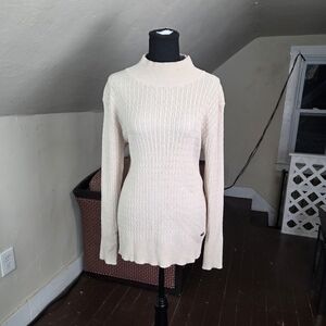 Dubarry Cream Mock Neck Knit Sweater EU 40 UK 14 Cotton Blend Long Sleeve